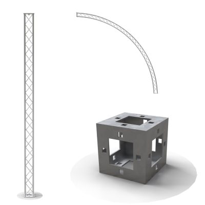 Piezas del mini truss: perfil recto, perfil curvo y cabezal